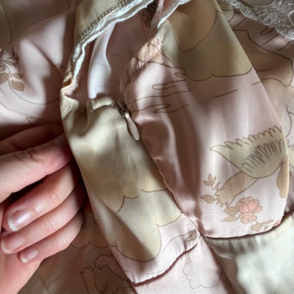 NWOT! OU- KIMCHI Blue Trudy Lace Trimmed Floral Midi Dress - Picture 10 of 15